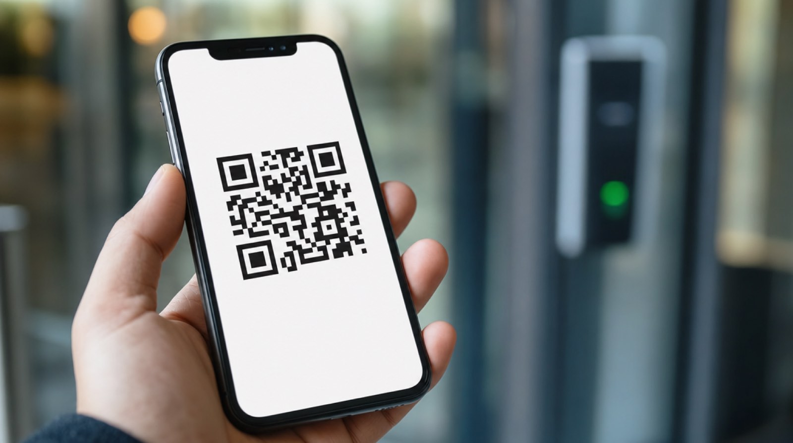 Persona mostrando un código QR en su celular para verificar el acceso